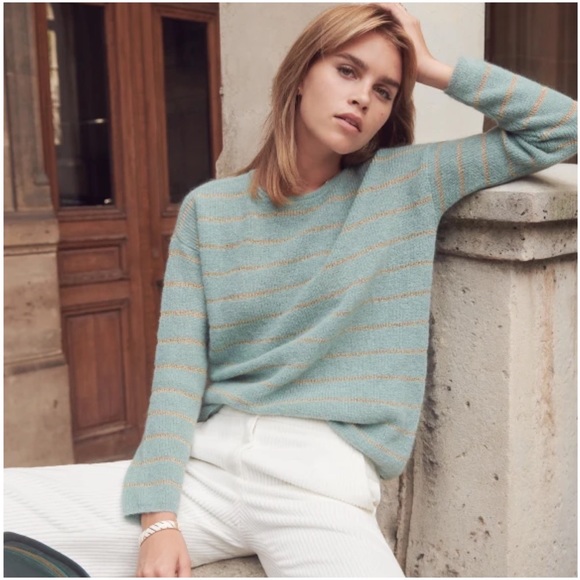 Sezane Sweaters - SÉZANE Gaspard Mohair Alpaca Knit Jumper - Celadon/Gold